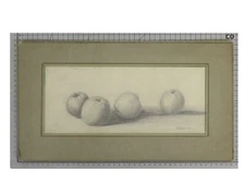 Drawing Antique Signed Gagnor Dolphin Painter Valley Di Susa Nature Still C0