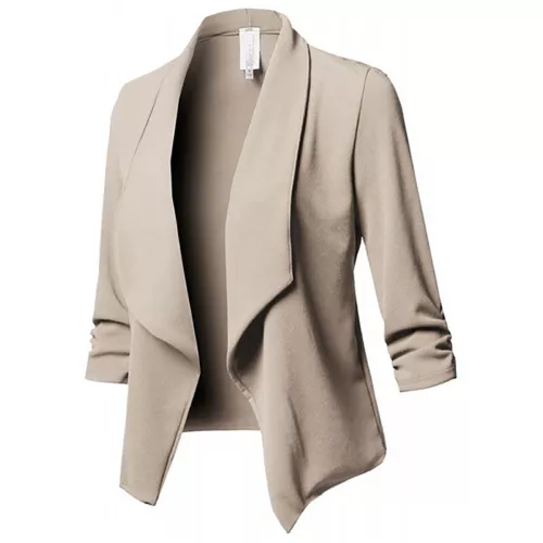Womens Lightweight Classic Draped Open Front Blazer with Plus Size Ladies Jakcet - Picture 10 of 37