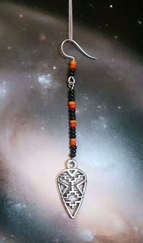 NATIVE AMERICAN EARRINGS, HANDMADE GEOMETRIC ARROWHEAD MULTI COLOUR DESIGN - Picture 26 of 27