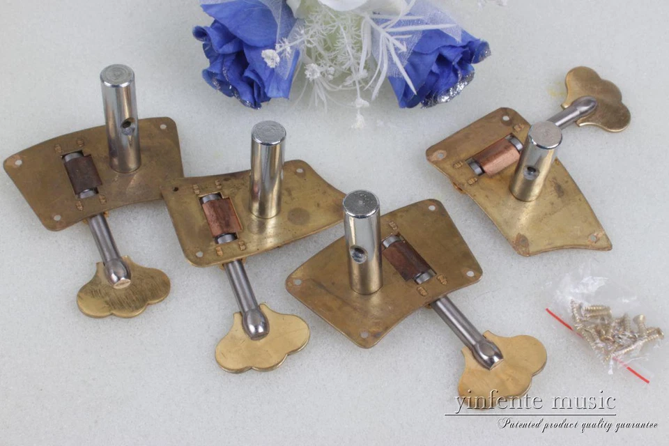 Nuevas clavijas de bajo vertical clavijas de metal tamaño 3/4 4/4 rueda grande clavija de bajo doble latón Foto 2 de 4