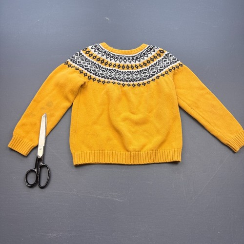Hanna Andersson Girls Mustard Fair Isle Sweater 120 cm 6‑7 Nordic Knit Pullover - Picture 9 of 10