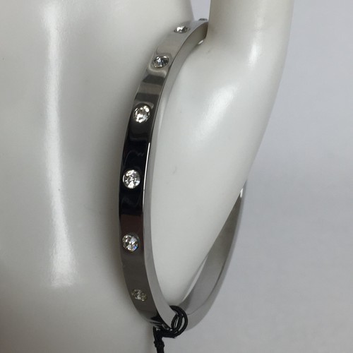 Kate Spade Bangle Bracelet Set In Stone Clear Crystal Hinged Silver Tone New Tag - Picture 3 of 12