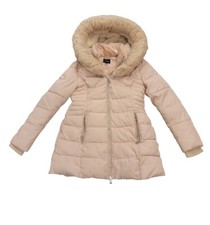 Guess Womans Hooded Parka with Faux Fur Pink Size M