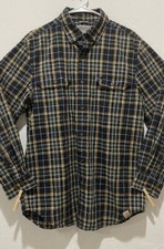 EUC Mens Carhartt Relaxed Fit Long Sleeve Shirt Size M Button Down Pockets Plaid