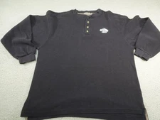 Vintage Keystone Light Shirt Mens XL Black Waffle Knit Henley Thermal Beer Y2K