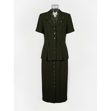 Julia Taylor dark green military elegant business professional MIDI dress 10