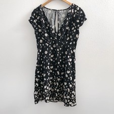 FREE PEOPLE Ruby Tuesday Black |Floral Print Open Back Mini Dress Size 12