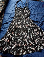 Hell Bunny Zombie Diner 50s Pin Up Halterneck Dress M Bride Frankenstein Eyeball