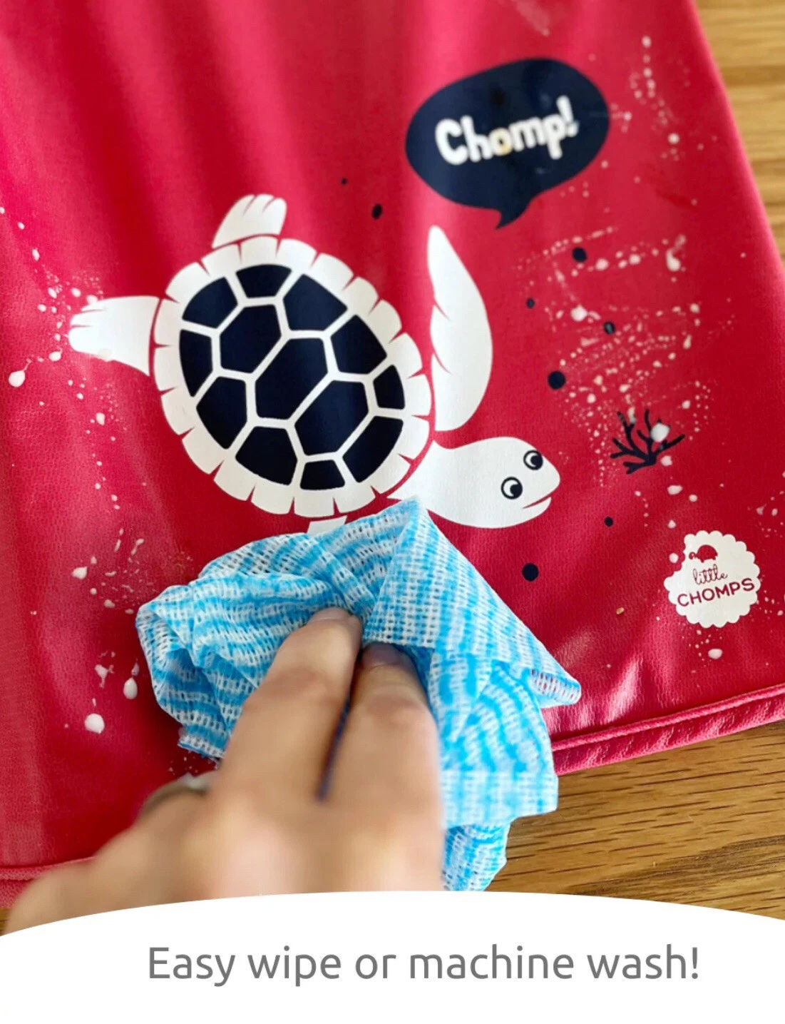 Little Chomps Aus Baby Feeding Smock - Paediatrician Approved - Rasp Red 🐢