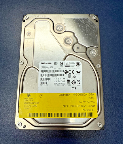 Toshiba MG06SCA10TA 10TB 3.5" SAS Server Hard Drive 59 hours 7.2k RPM