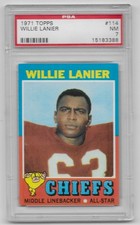 1971 Topps Willie Lanier Kansas City Chiefs Football Card #114 Graded 7 NM PSA