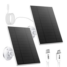 5W Solar Panel for Security Camera, Solar Panel with Micro USB  USB-C Port f...