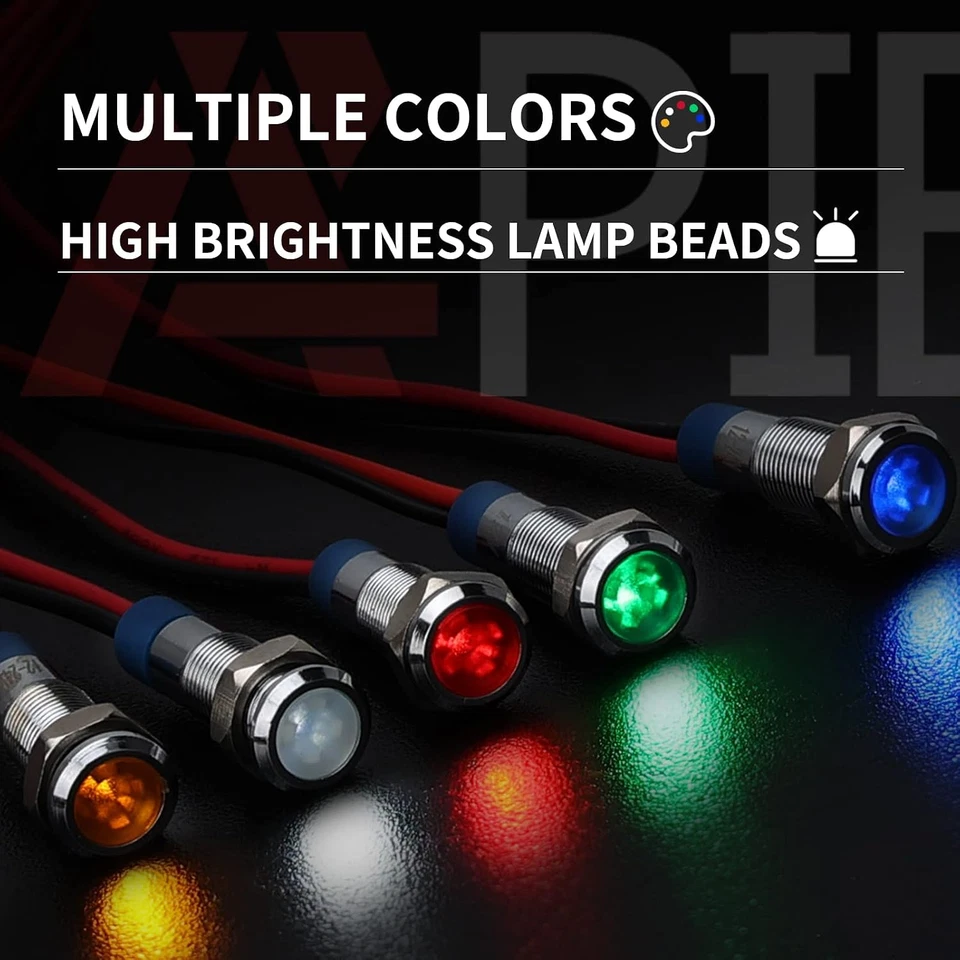 Indicator Light 6Mm 1/4" Waterproof IP65 Metal Signal Lamp 12V-24V AC/DC - Image 2 of 4