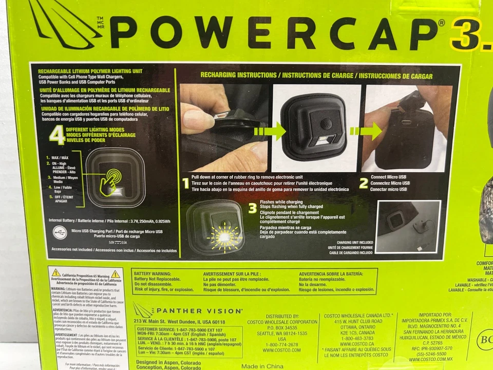 PowerCap 3.0 前照灯 Beanie 帽子 150 流明 2 件装黑色迷彩新品 — 第 4/4 张图片