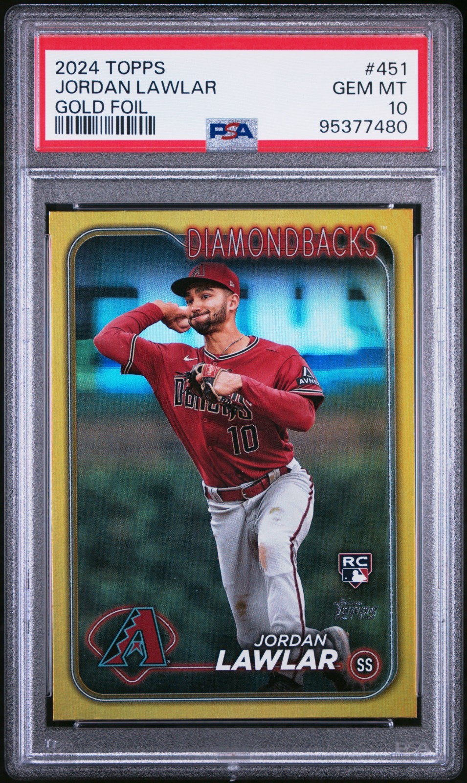 2024 Topps #451 Jordan Lawlar Gold Foil RC PSA 10 Diamondbacks