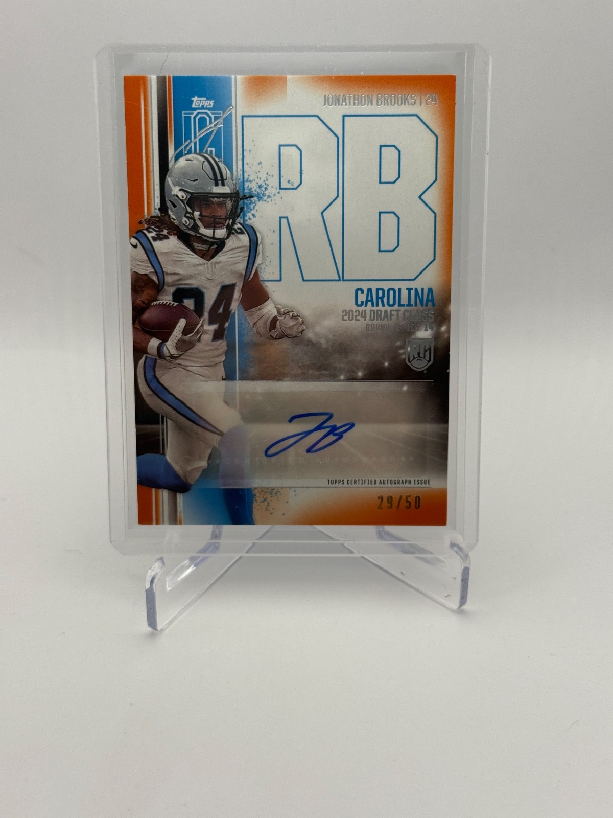 Jonathon Brooks Topps Signature Class Rookie Class Chrome Autograph Variation #RCVJB Orange Refractor