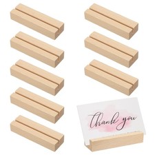 8 Pcs Wood Place Card Holders for Food Signs, Wood Color