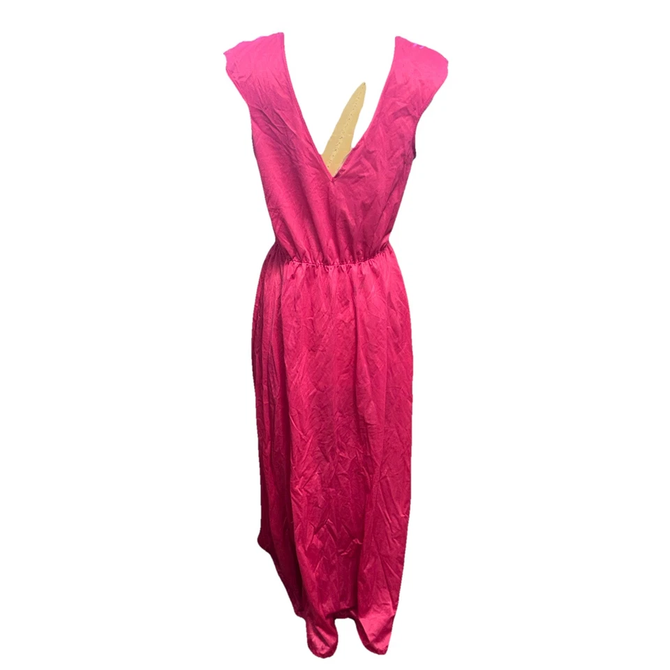 Vtg Maxi Nightgown By Undercover Wear Sz Large Hot Pink Nylon And Lace  - Image 4 of 4