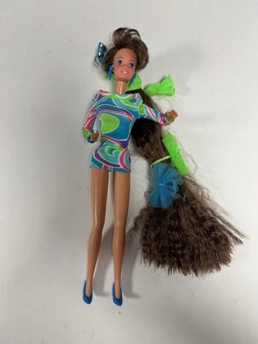 Mattel Barbie Totally Hair Brunette Medium Barbie Doll- Outfit/ Accessories 1991