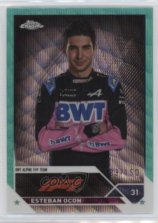 2023 Chrome Formula 1 F1 Drivers Aqua Wave Refractor /150 Esteban Ocon #29 0v2h