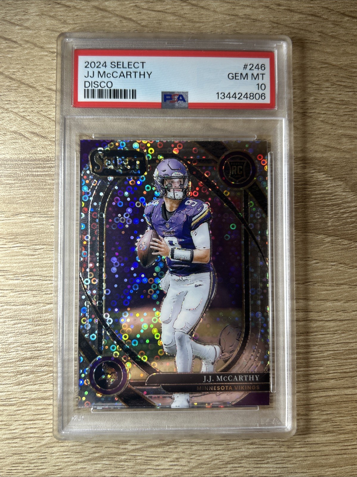 2024 Panini Select Club Level Silver Prizm Disco JJ McCarthy (RC) #246 PSA 10