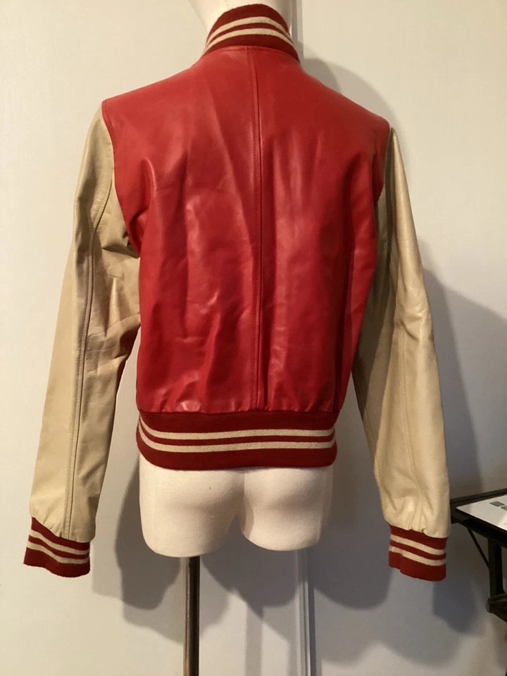 Bomber En Cuir Bicolore Vintage Donaldson 38 - Photo 4/4