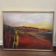 Can as Abstract Painting Sunset Landscape Realism 34x26” Signed by Artist