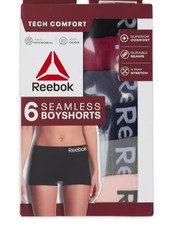 Reebok Women's Underwear Seamless Boyshort Panties, 6-Pack