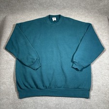 Vintage 90s Jerzees Sweatshirt Mens 3XL Crewneck Green Teal Blank Made In USA