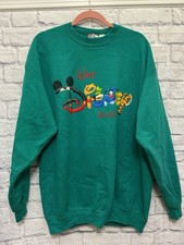 VTG 90's Walt Disney Mickey Mouse Men XXL Green Sweatshirt Made In USA