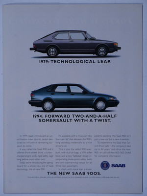 1994 Saab 900S Four-Cam V6 Forward Two And A Half Somersault Original Print Ad