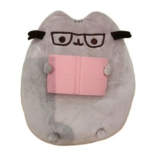 Gund Pusheen Exclusive With Glasses Reading A Pink Book Plush 9.5" RARE BAM