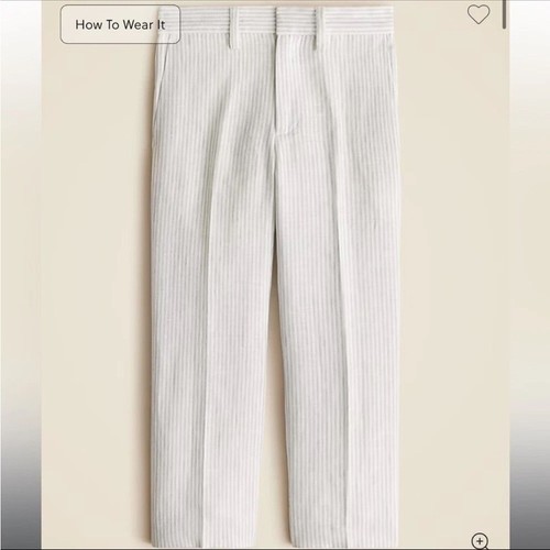 J Crew Boys' Ludlow unstructured suit pant in linen Size 8 Oyster Grey Stripe - Picture 4 of 4