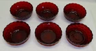 Anchor Hocking Bubble Royal Ruby 6 Berry Bowls glass Vintage Antique USA