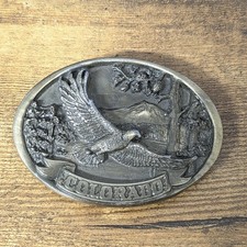 Colorado Belt Buckle C & J 1986 Flying Eagle Mountains Trees Made in USA 1075