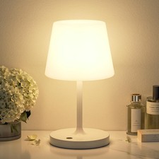 White Cordless Shower Lamp Waterproof, Rechargeable Table Lamp with 4000mAh B...