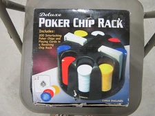 Deluxe Poker Chip Rack  with 200 Poker Chips and Cards in Revolving Rack