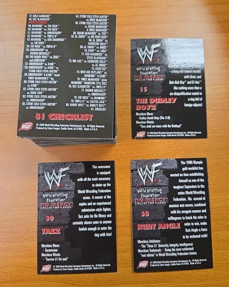 2000 Imágenes de cómic WWF No Mercy Foil Juego de 3 tarjetas de novato WWE faltan 17 51 61 Foto 2 de 4