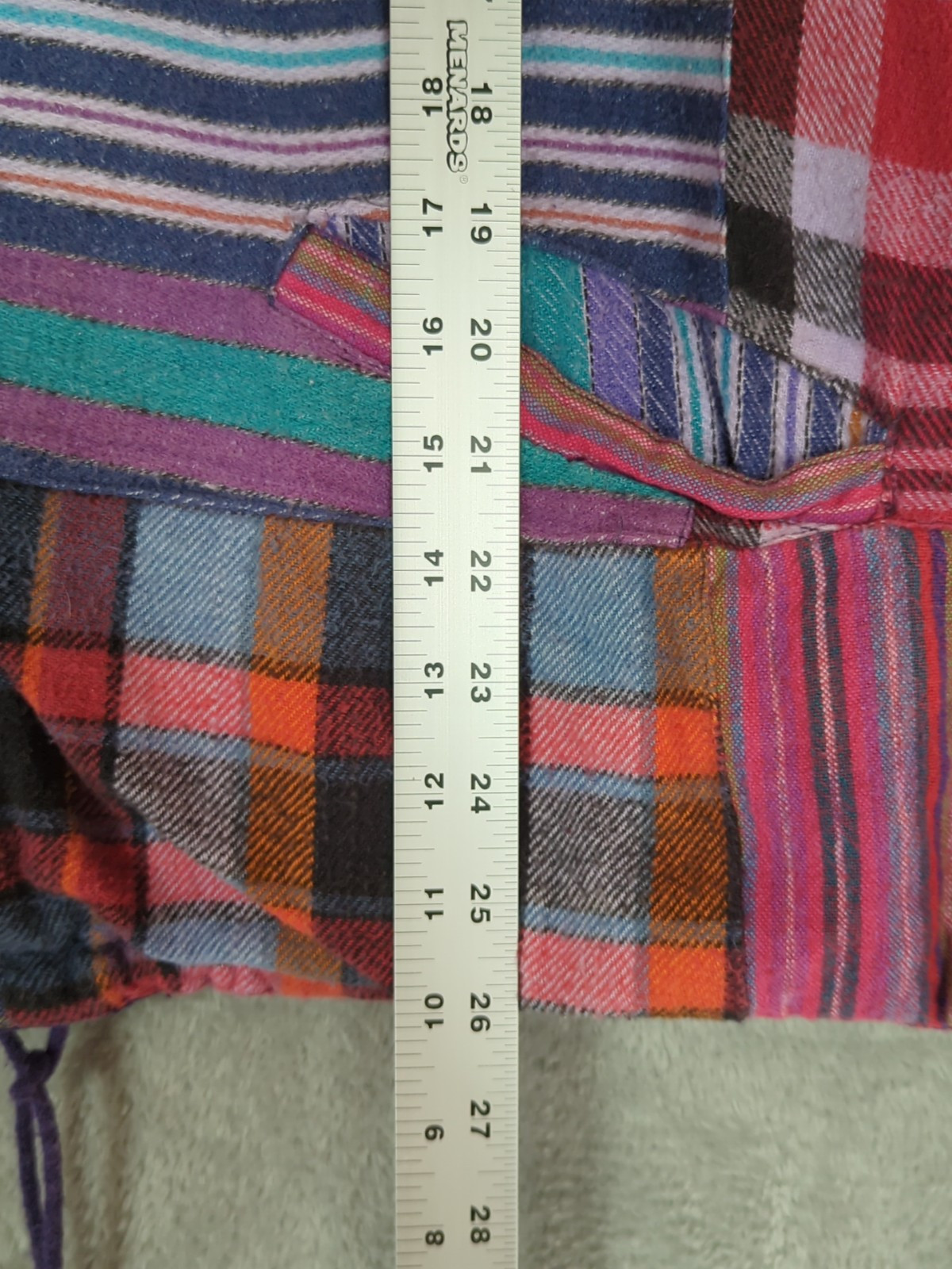 Patchwork flannel 1/4 Zip Pullover reversible Hoo… - image 18