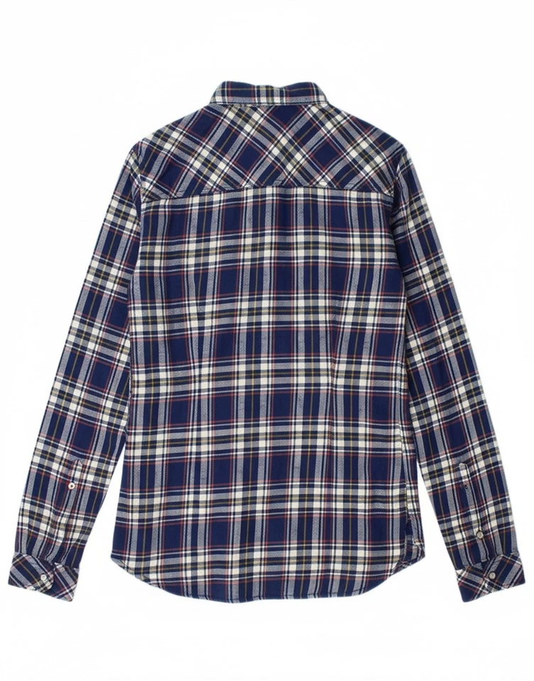 Camisa de franela ROXY para mujer Reino Unido 12 mediana azul a cuadros algodón AG06 Foto 2 de 4