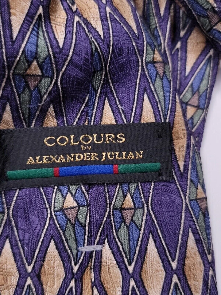 Corbata formal Alexander Julian Colores para hombre 56"Lx4"W púrpura/marrón Foto 3 de 4