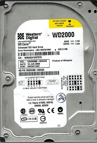 Western Digital WD2000BB-50DWA0 200GB DCM: DSCACTJAH - 第 1/1 張圖片