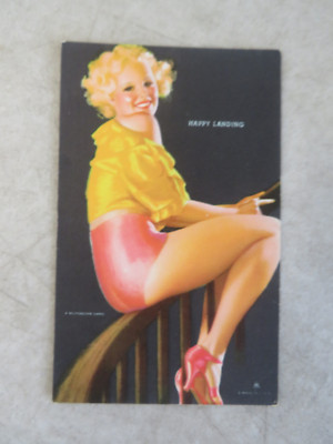 1943 HOT'CHA GIRLS MUTOSCOPE CARD HAPPY LANDING EARL MORAN