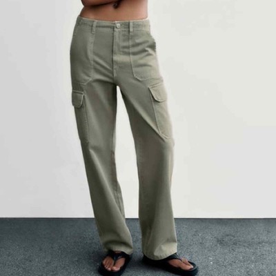 zara straight leg pants with pockets