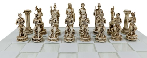 Ebros Olympus At War Greek Olympian Deities Resin Chess Pieces W/Glass Board Set - Picture 3 of 9