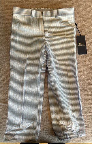 NWT Polo Ralph Lauren Cotton Seersucker Suit Trouser Blue White Size 4 $225 - Picture 2 of 6