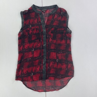 Rock & Republic Top Medium rot schwarz Damen ärmellos Bluse Knopfleiste