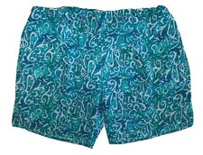 B50 VINTAGE Gitano Teal Swirl Crazy Print Swim Shorts Mens XL 100 Nylon