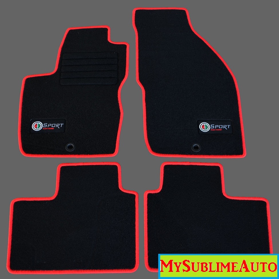 Tapis Alfa Romeo 156 SW de 1997 à 2006 en velours noir résistant avec fixations de sécurité au sol