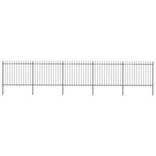 Image of Garden Fence with Spear Top Steel 8.5x1.5 m Black vidaXL